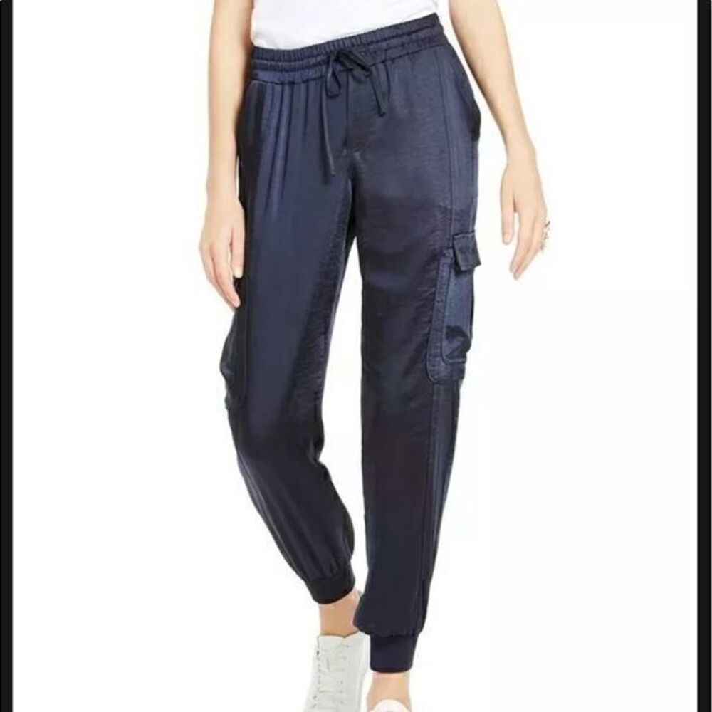 INC International Concepts Women's Solid Utility Joggers Navy Size X Large